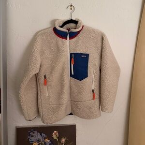 Patagonia Cream and Blue Kids Jacket